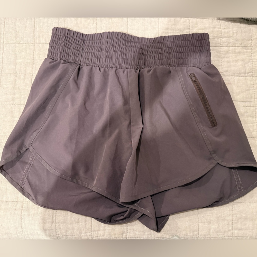 Plum Athletic Shorts with Zipper Pocket